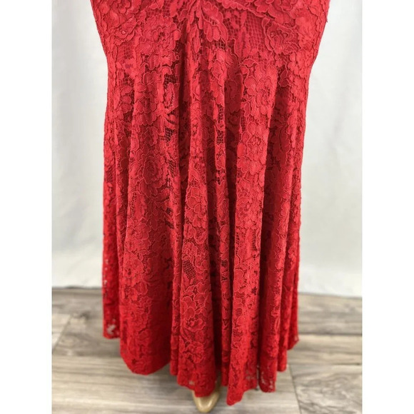 Jovani Red Floral Lace Double V-Neck Gown $550 - Picture 6 of 14